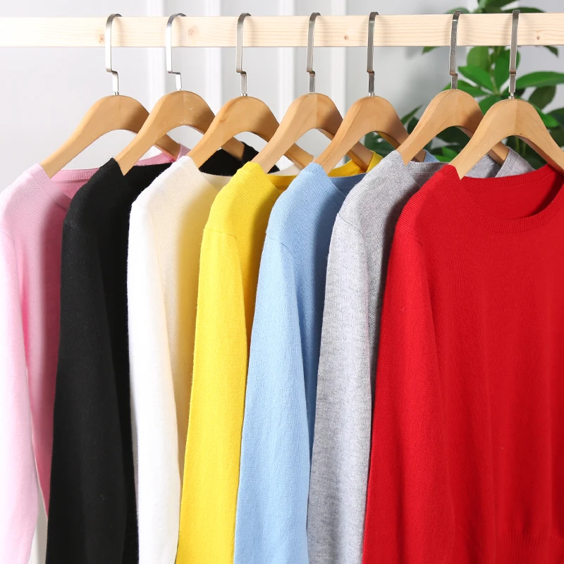 

Autumn Winter Cashmere Sweater Women Solid Tops Slim Long Sleeve O-Neck Knitwear Soft 2017 Wool Jumper Knitted Pullover Sweaters