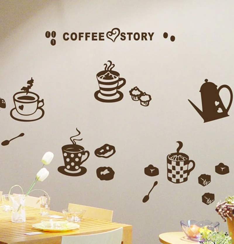 Высокое Качество Кофе Кухня Декор водонепроницаемый винил кофе история
