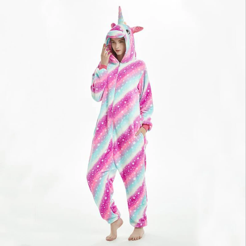 Animals Kigurumi Unicorn Costume Adult Girl Onesies Flannel Animal Lion Women Men Anime Jumpsuit Disguise Onepiece Suit
