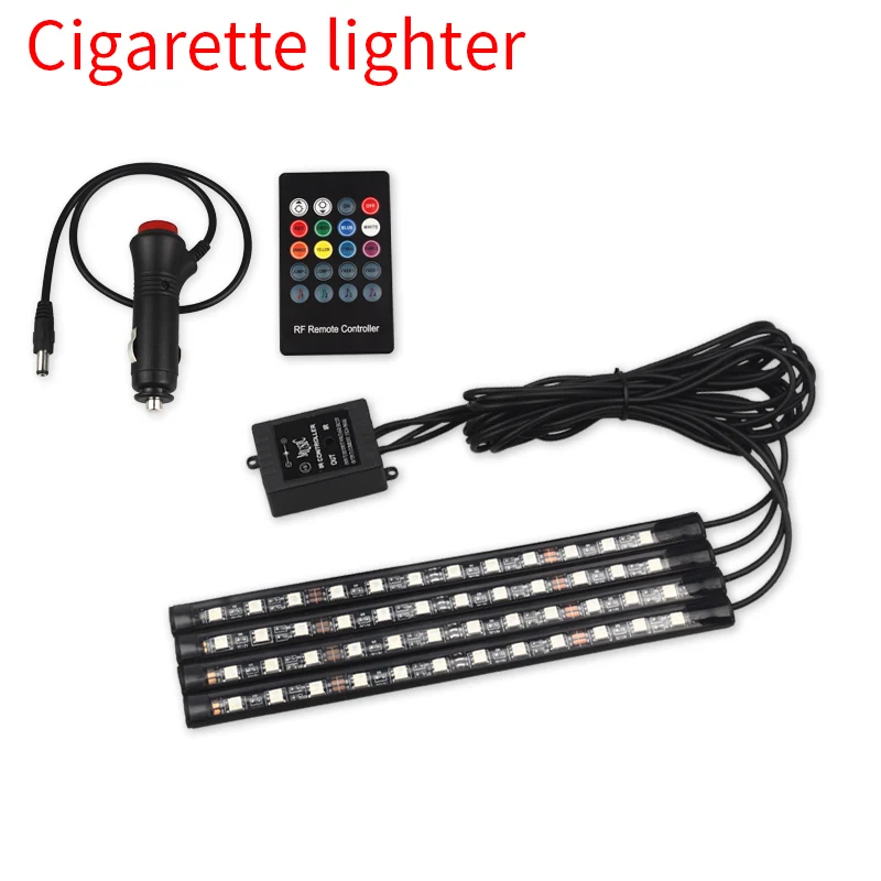 Cigarette lighter Автомобильный атмосферный светильник s аксессуары 12 В Автомобильные светодиодные лампы rgb USB интерьер Авто декоративный светильник набор сигаретный светильник er дистанционное управление - Испускаемый цвет: Cigarette lighter