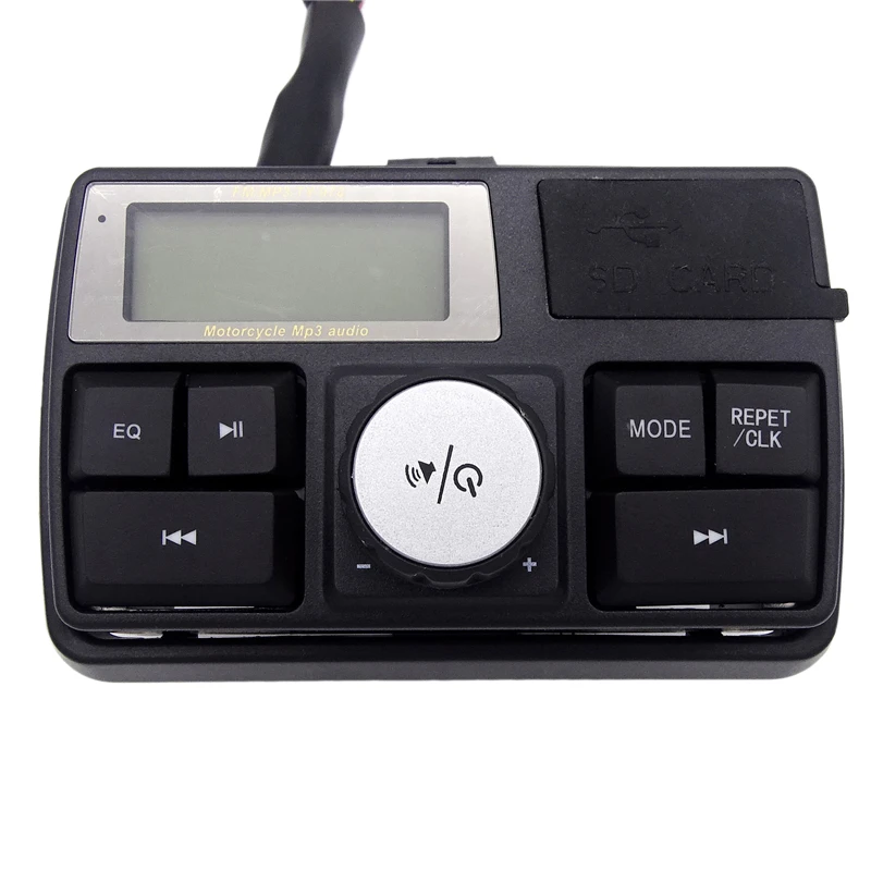 Мотоцикл Водонепроницаемый Противоугонная FM радио MP3 динамик USB/SD/TF часы Встроенный микрофон руль сигнализации для Harley Honda Suzuki