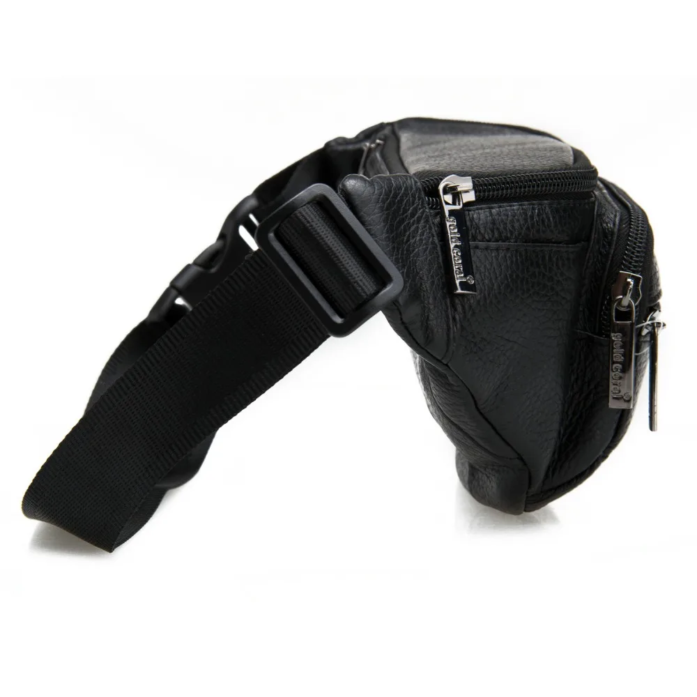 Поясная Сумка из натуральной кожи золотистая/Коралловая мужская