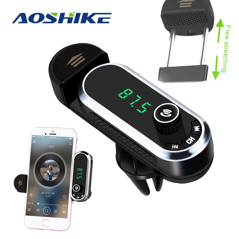 Aoshike Hands-free Car Bluetooth FM Transmitter MP3 Player Mounted Screen For IPhone Charging Phone Holder TF Card Cigarette |