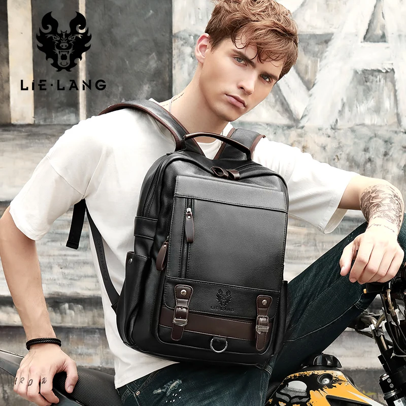 LIELANG рюкзак мужской Mochila Masculina мужской модный тренд большой емкости Молодежный досуг черная дорожная кожаная сумка для компьютера Мужская