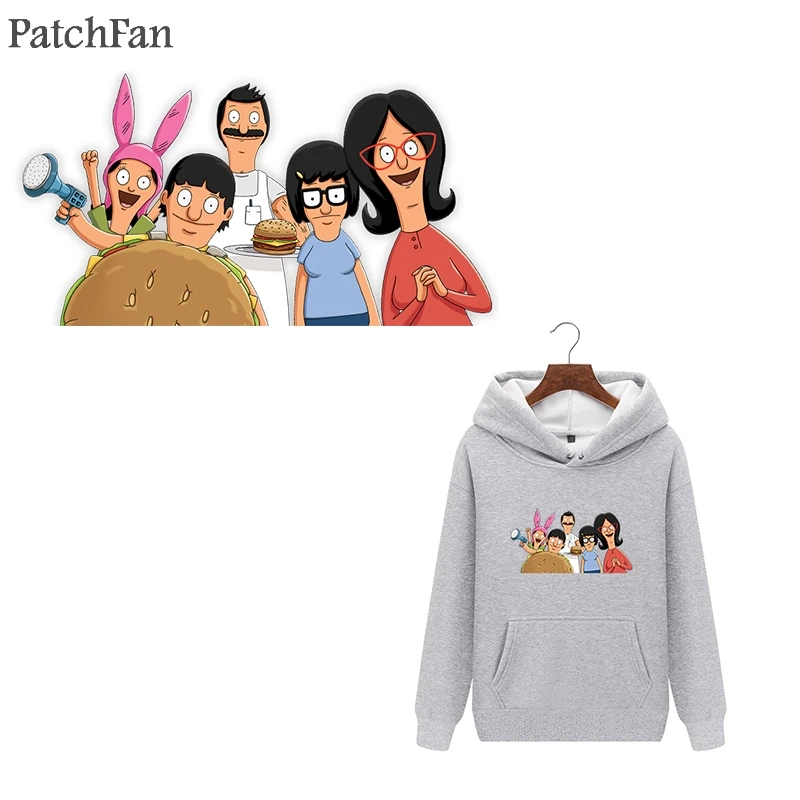 Patchfan Боб бургер тепло пресс наклейки утюг на патчи ручной работы нашивки на одежду куртка Футболка теплопередача A1760