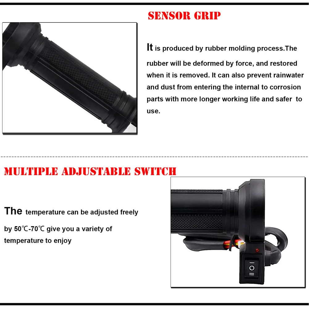 1Pair Black Motorcycle Handlebar Three-Speed Adjustable Switch Heating Grips Set Universal waterproof | Автомобили и мотоциклы