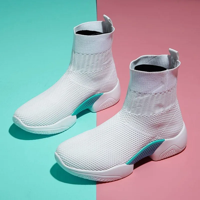 Обувь с высоким берцем носок кроссовки Для женщин Спортивная обувь для бега