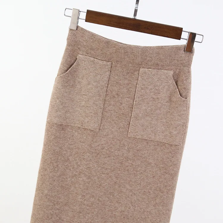 Зимняя Осенняя Женская юбка утолщенная Теплая эластичная длинная из кроличьей