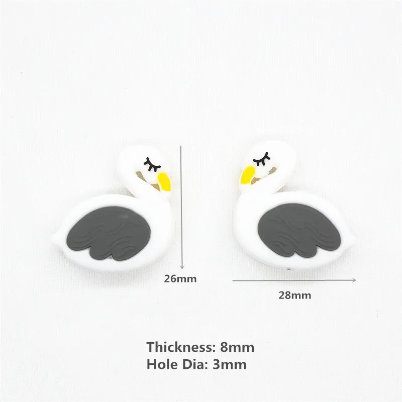 Chengkai 50pcs BPA Free Silicone Swan Teether Beads DIY Flamingo Animal Baby Shower Teething Montessori Cartoon Toy Accessories