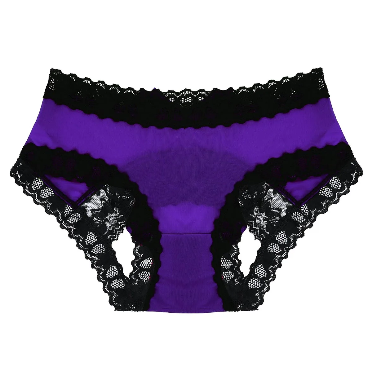 Purple Женское нижнее белье SISSY атласные трусики с открытой спиной прозрачные кружевные Экзотические трусы нижнее белье с низкой талией облегающие эластичные трусы сексуальные трусики - Цвет: Purple