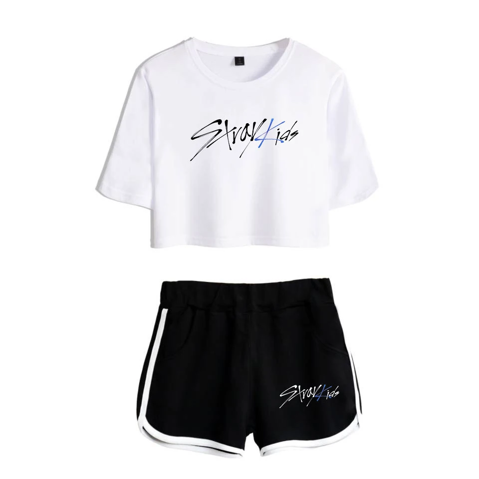 Комплект из двух предметов для девочек Stray Kids Kpop модный летний укороченный топ с