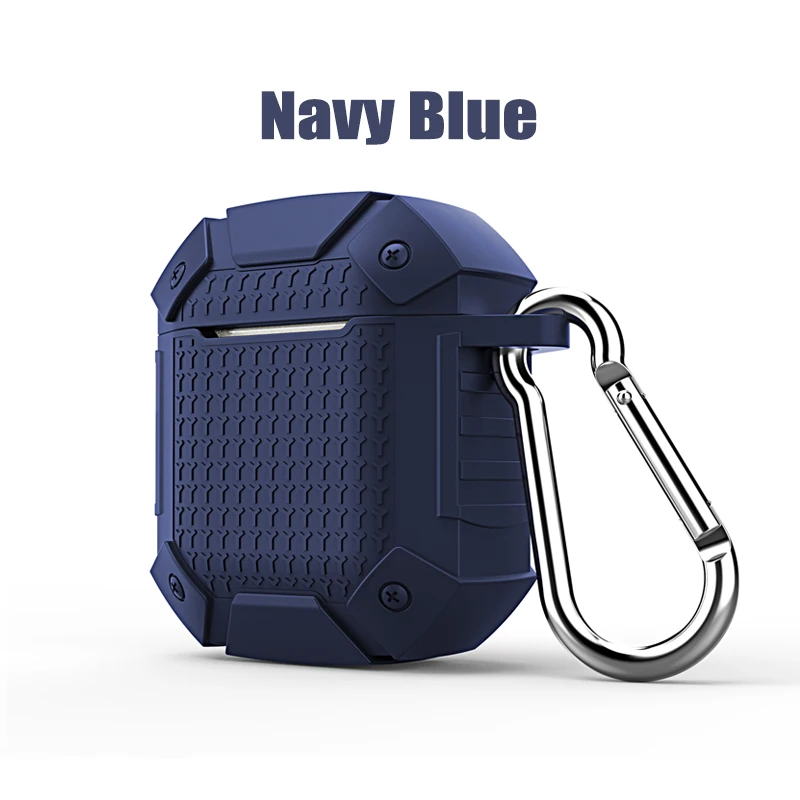 Navy blue Роскошный противоударный защитный чехол для AirPods, чехол, беспроводная Bluetooth гарнитура, силиконовый чехол для наушников, чехол для Air Pods, зарядная коробка - Color: Navy blue