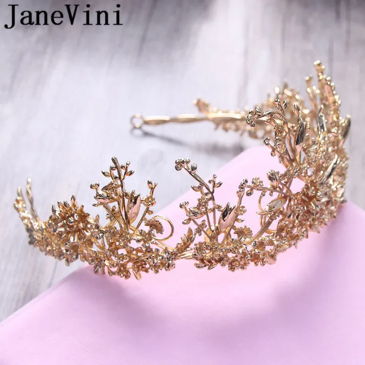 JaneVini 2019 дизайнерские золотые свадебные тиары в стиле барокко корона принцессы