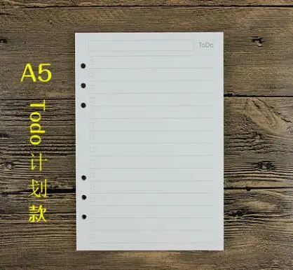 A5 Todo A5/A6 спираль блокнот наполнитель бумага для Filofax Диарио планировщик внутренние страницы замены офисные аксессуары переплетная книжная бумага - Цвет: A5 Todo