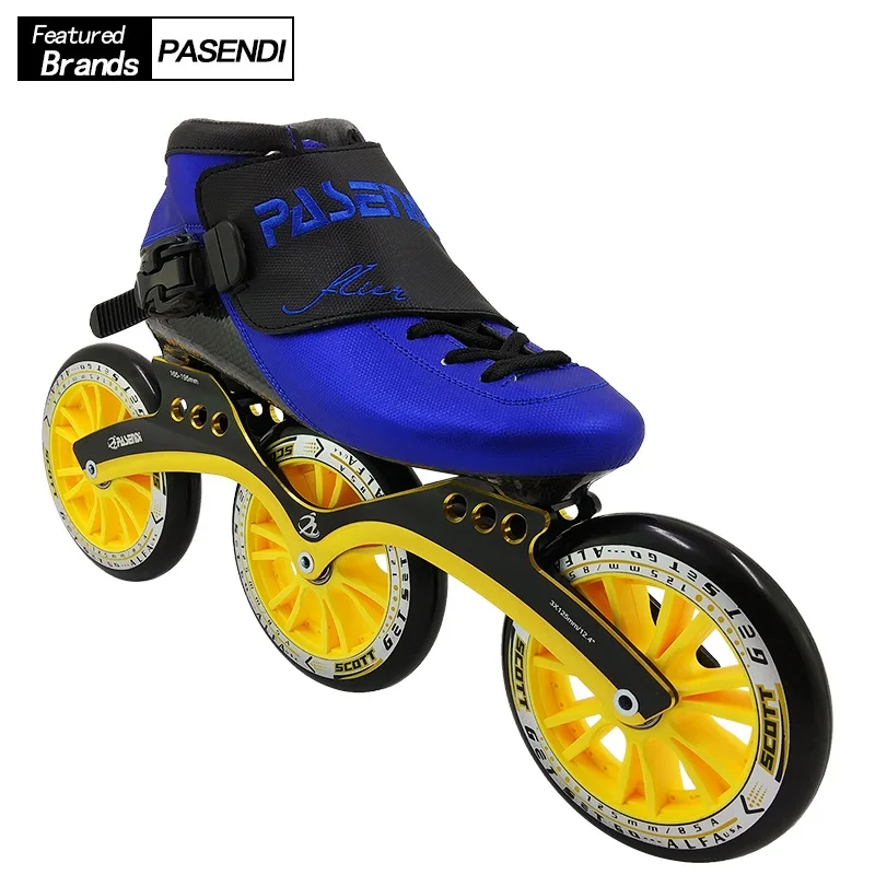 PASENDI профессиональные скоростные коньки 125 мм Patines взрослых Обувь для роликов, скейтборда детские роликовые коньки с расположением колёс в линию сапоги для женщин и мужчин начинающих колеса - Цвет: same as picture