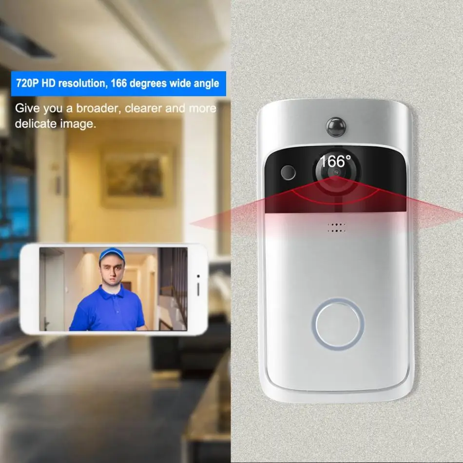 720P домашний охранный дверной звонок, умный WiFi видеодомофон, дверной звонок, беспроводная ИК Ночная камера, беспроводной дверной Звонок