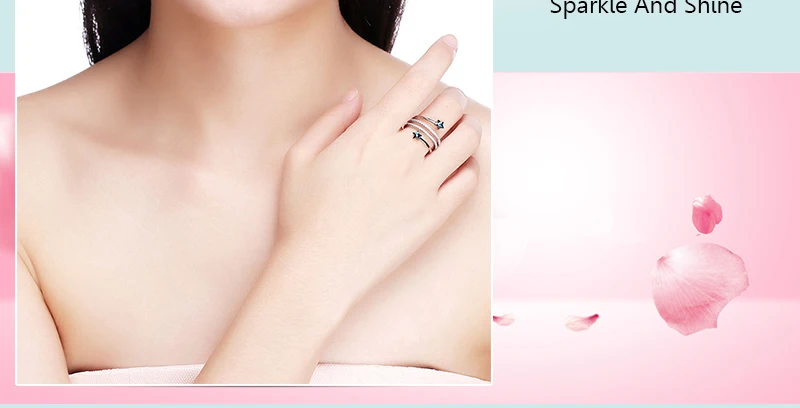 Элегантные хрустальные звезды от Swarovski полые резные Спиральные кольца стерлингового серебра 925 пробы анти-аллергические красивые украшения юбилейные Вечерние