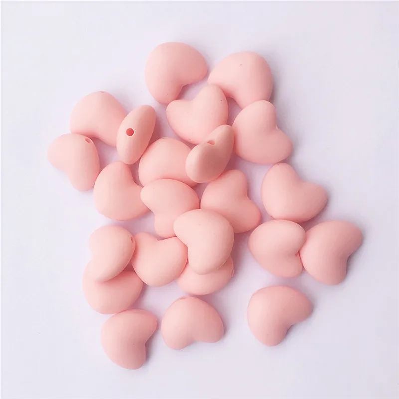 Chenkai 100PCS BPA Free Silicone Heart Teether Beads DIY Baby Pacifier Shower Soother Nursing Necklace Sensory Toy Accessory