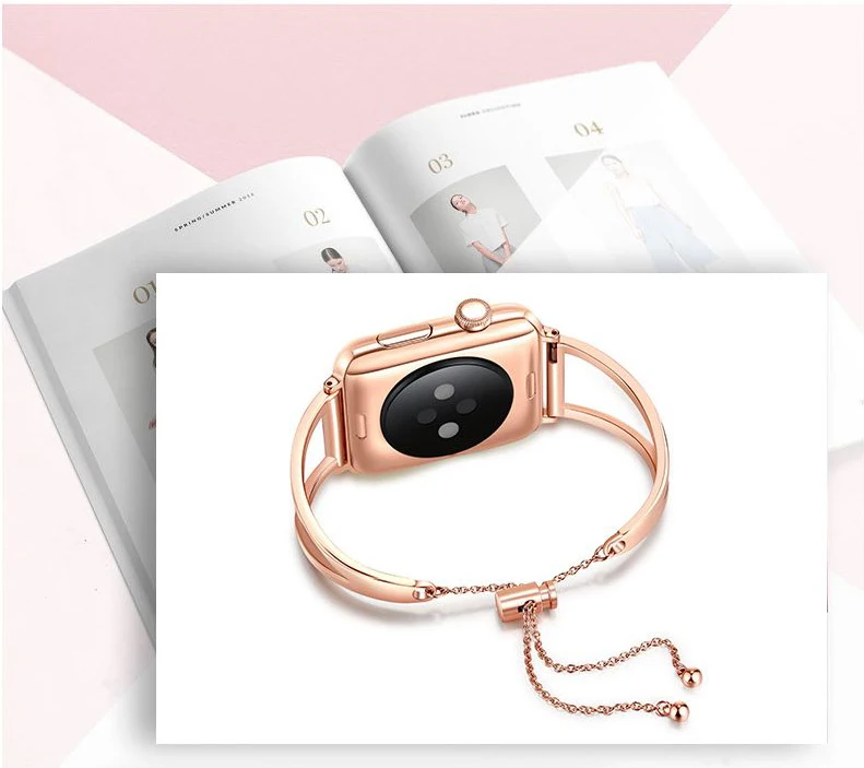 Для женщин, браслет, ремешок для наручных часов для Apple Watch, версии 3, 2 браслет наручных часов Iwatch 38/42 мм Нержавеющая сталь ремешок для Apple Watch 4 5 40/44 мм