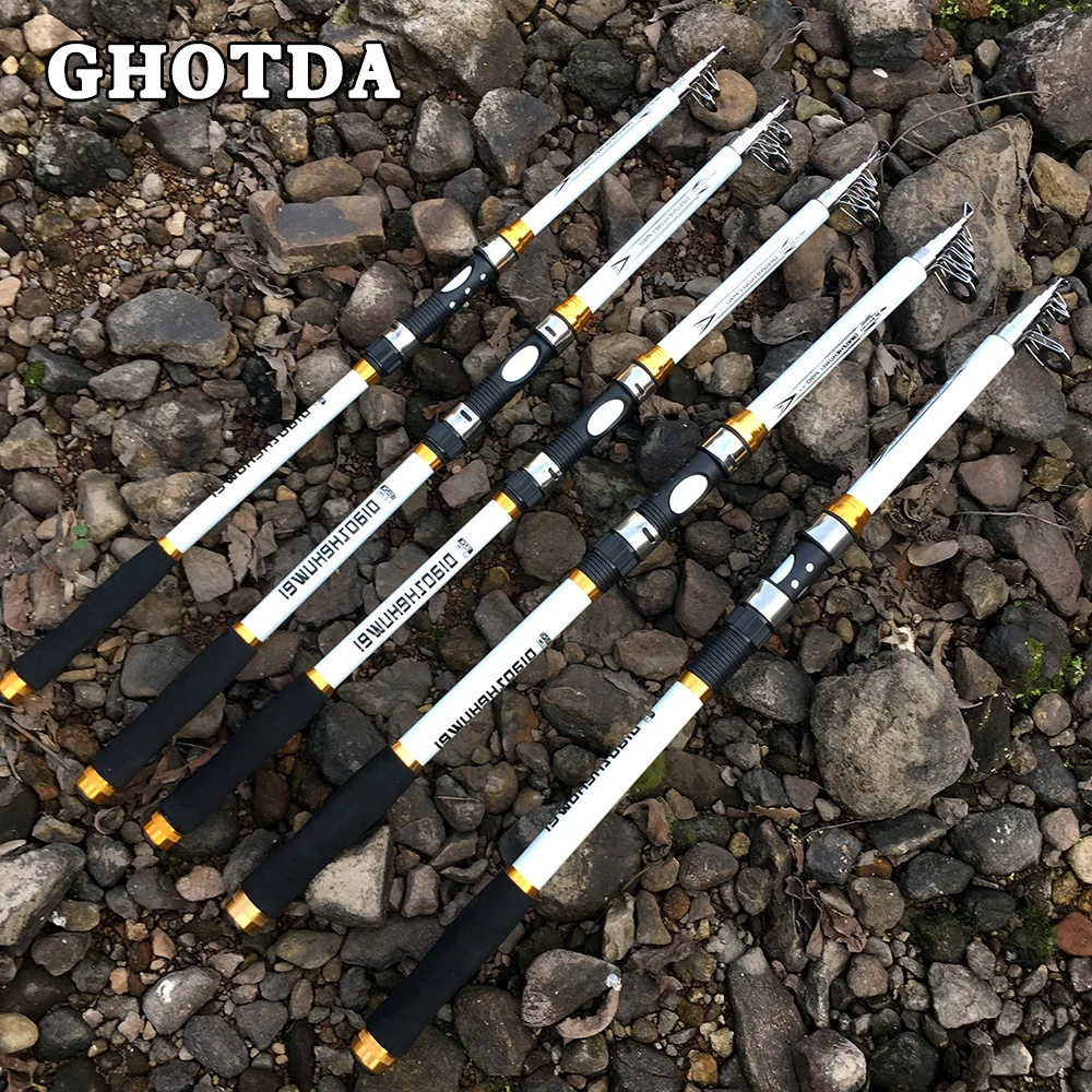 GHOTDA жесткий 2,7/3,6/4,5/5,4/6,3 м ручная телескопическая спиннинговые удочки рыболовные снасти белый