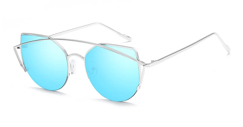 C6 Silver Blue HBK Cat глаз Сексуальная солнцезащитные очки Для женщин негабаритных прозрачный металлический каркас солнцезащитные очки градиентные линзы розовый чёрный; коричневый Óculos De Sol Новые - Цвет линз: C6 Silver Blue