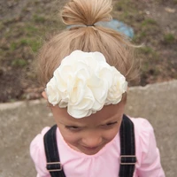 yundfly boutique princess baby girls headwear kids burned flowers hair accessories elastic little girls floral headdress