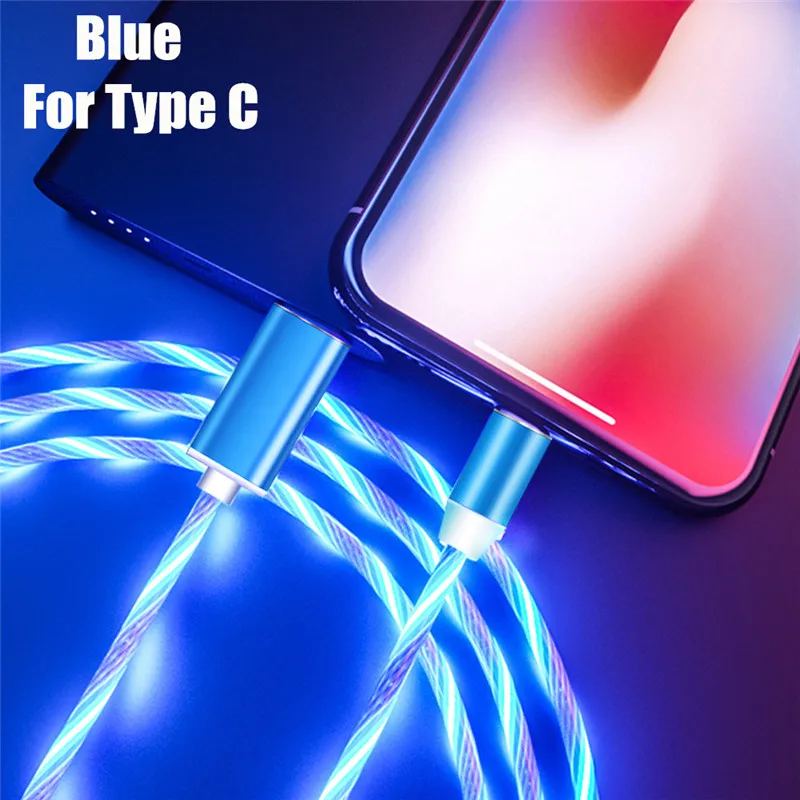Blue Type C Cable 10 шт./упак. NISI 1 м 3.28ft светящийся светодиодный магнитный кабель для Lightning 8Pin-IOS микро Тип usb C Порты всеми смартфонами Зарядное устройство кабель - Цвет: Blue Type C Cable