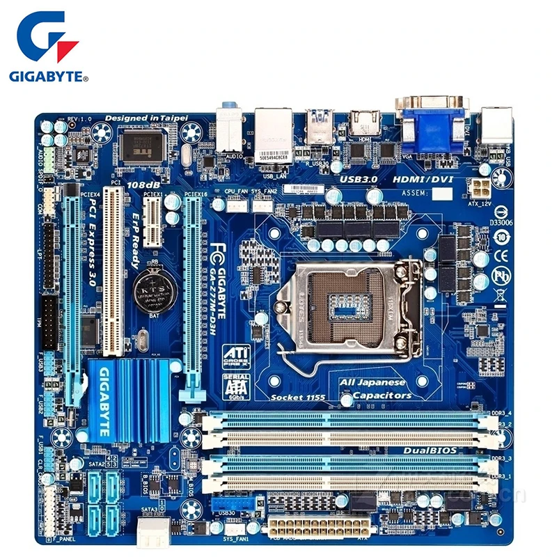 Материнская плата Gigabyte для пк с процессором Intel Z77 DDR3 USB3.0 32 гб LGA 1155 Z77M D3H PCI E 3