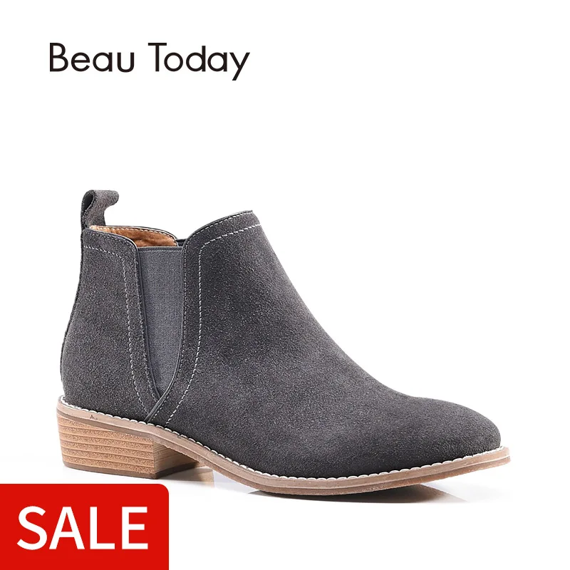 Женские ботинки Челси BeauToday эластичные из натуральной коровьей кожи с