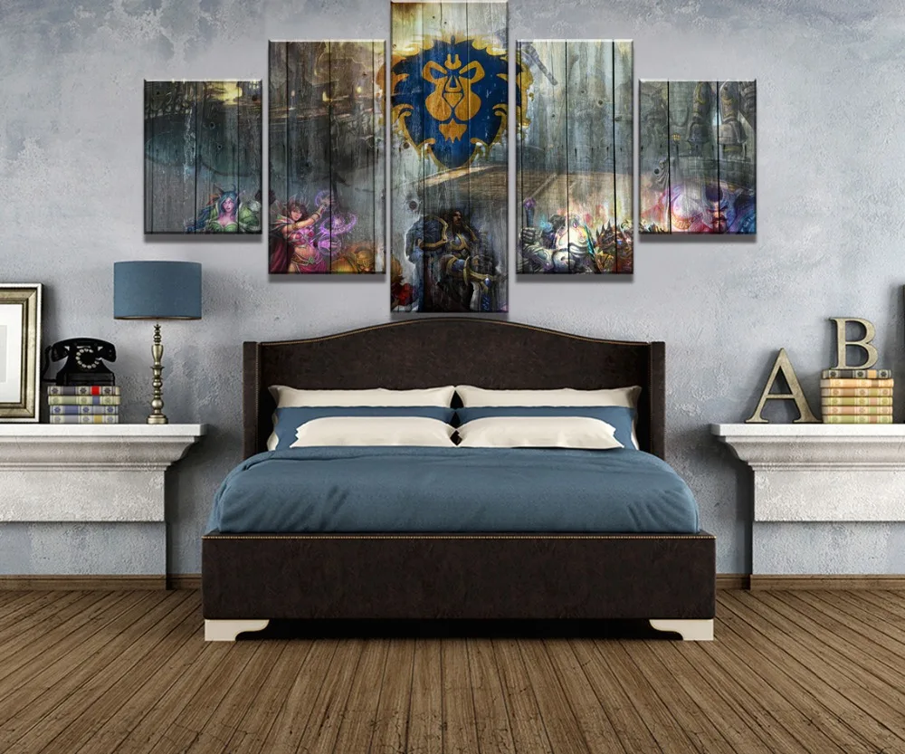 Фото 5 pieces Warcraft game logo canvas paintings HD printing poster of boys room decoration Дом и сад 5 pieces Warcraft game logo canvas paintings HD printing poster of boys room decoration Дом и сад
