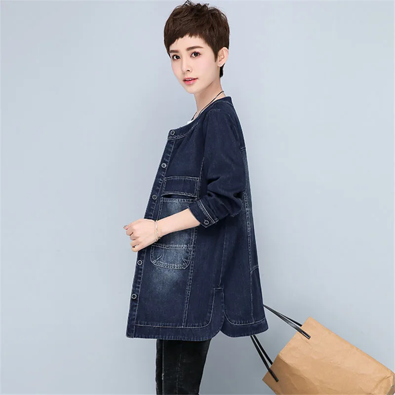 Весна Для женщин джинсовая куртка 2019 новый большой Размеры свободные женские