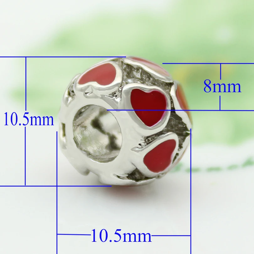 Free shipping Red hand enameled heart love metal alloy bead charm Fit Pandora Bracelet | Украшения и аксессуары