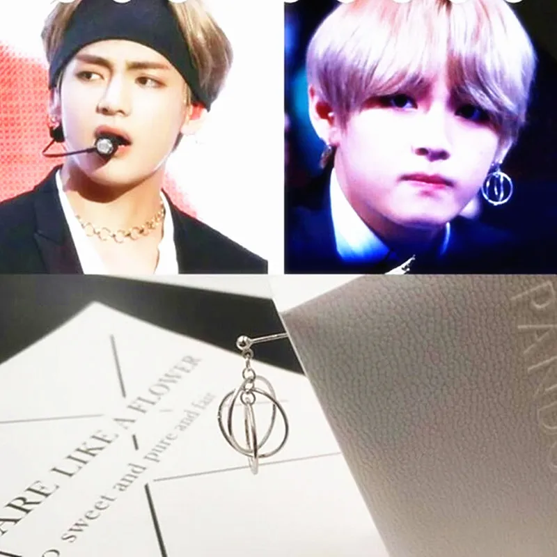 1 шт поп Bangtan мальчиков альбом СУГА в ДНК серьги корейский JIN 925 серебро для мужские и женские Multi круг серьги