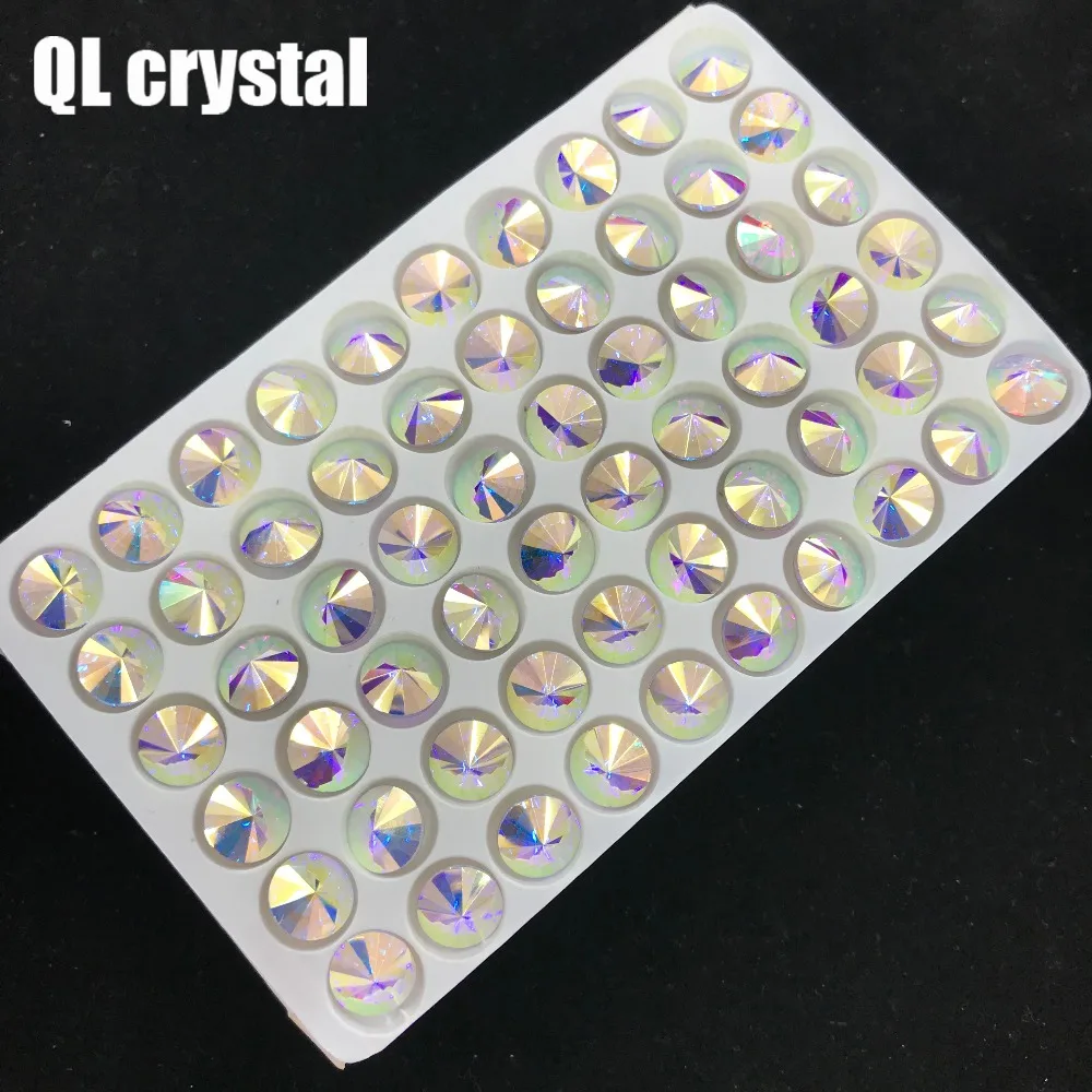 Wholesale All Sizes Colors AB Round Rivoli glue on Rhinestone pointback Glass Crystal Sew-on Stone for DIY clothes material | Дом и сад