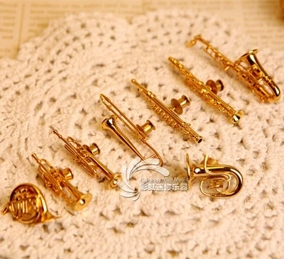Позолоченный саксофон труба рог флейта туба бассун обой кларнет модель брошь |