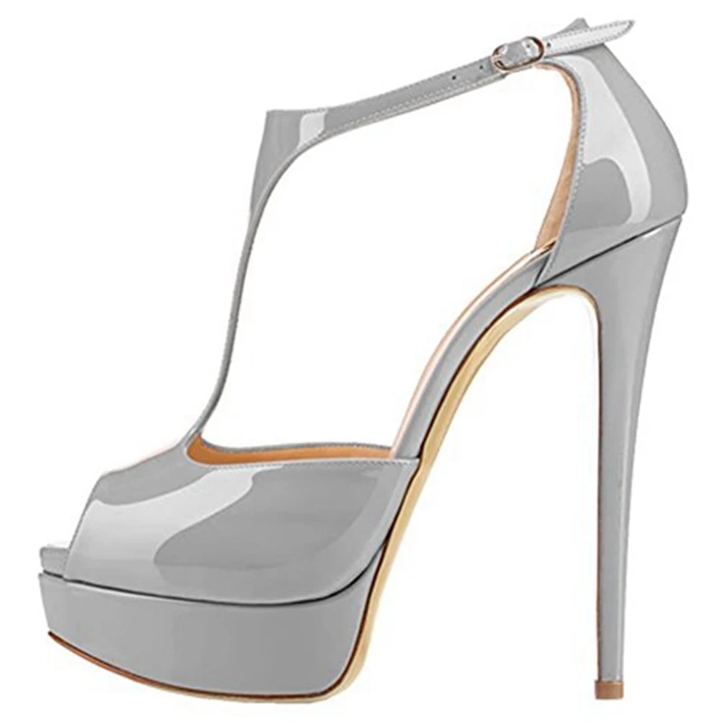 

SIMLOVEYO T-Type platform high heels Shoes woman 15cm High heel Ladies sandals Big size 35-47 Buckle strap Party nightclub shoes