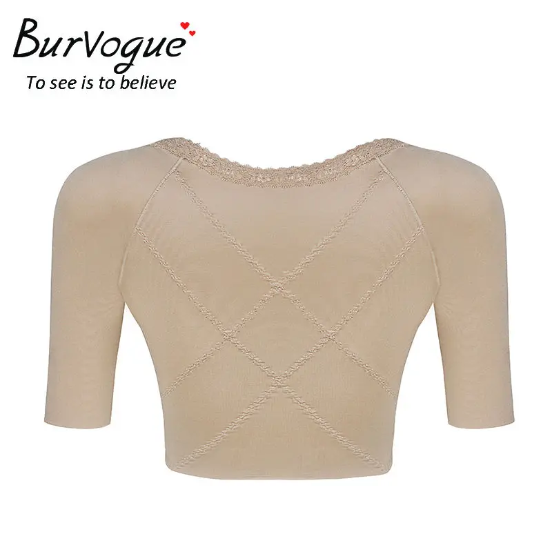 Burvogue Shaper, пуш-ап, короткий рукав, сексуальные укороченные топы, Корректирующее белье для похудения, с контролем руки, цельное, Корректирующее белье, модное женское корректирующее белье