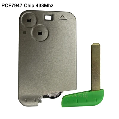 PCF7947 Chip OkeyTech дистанционная карта смарт-ключ для автомобиля для Renault Лагуна Espace 433 МГц ID46 PCF7947 PCF7926 чип 2 кнопки с вставным лезвием - Цвет: PCF7947 Chip
