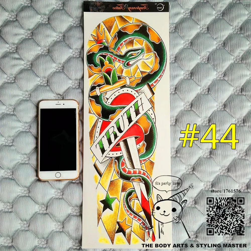 SHNAPIGN &quotМеч правды&quot полный рукав временный боди арт 48*17 см флэш наклейки