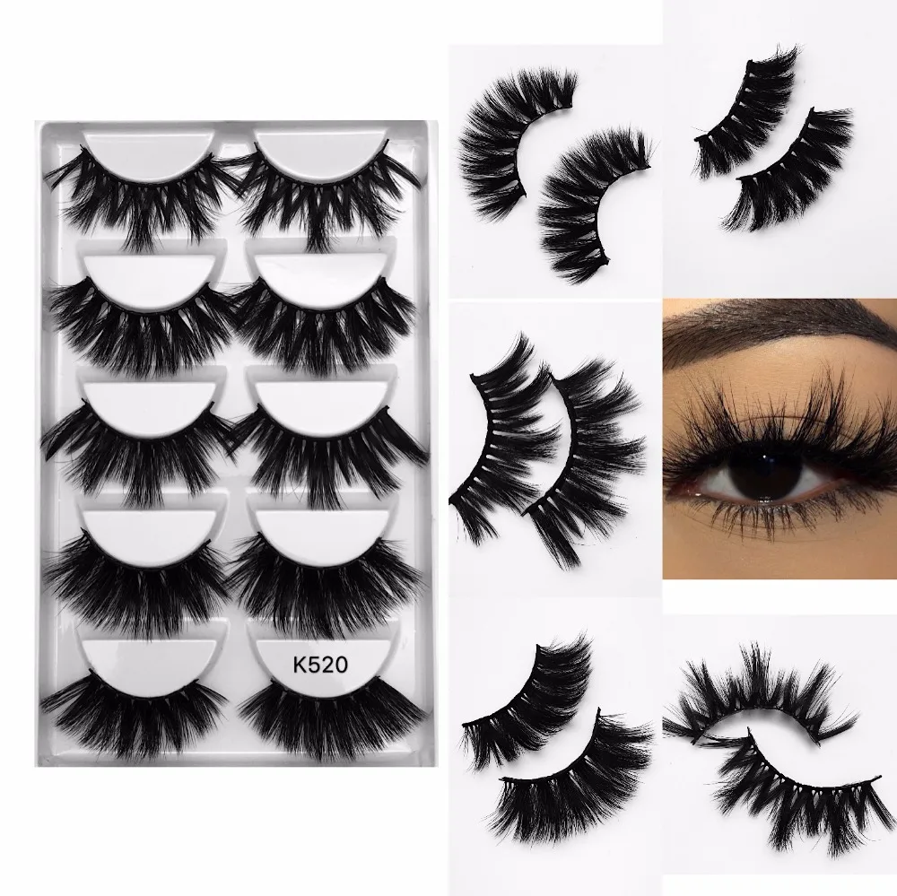 

NEW 5 Pairs 22mm-25mm 3D Mink False Eyelashes Thick Long Wispy Fluffy Eye Lashes Handmade Full Volume Eye Extension Makeup Tools