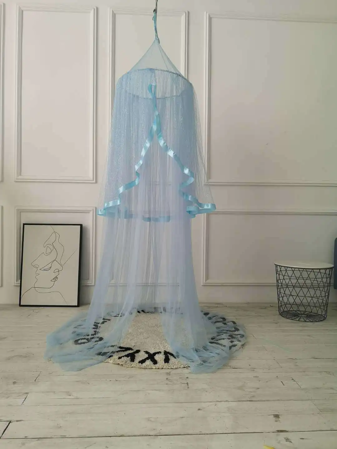 Детский купол навес для кровати подвесная сетка синяя принцесса детский