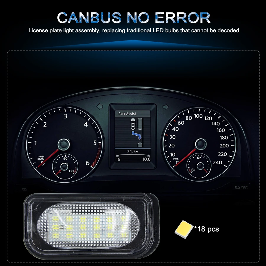 2 шт. 18-SMD светодиодный ные подсветки номерного знака для Mercedes Benz C-Class W203 4D дверной
