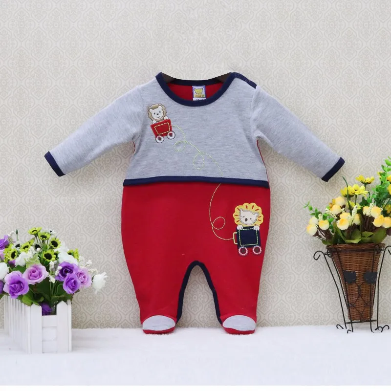 Little Q/ стильный цельный комбинезон из чистого хлопка с круглым вырезом для новорожденных; сезон осень-весна; тонкая одежда для маленьких мальчиков; модная одежда для малышей