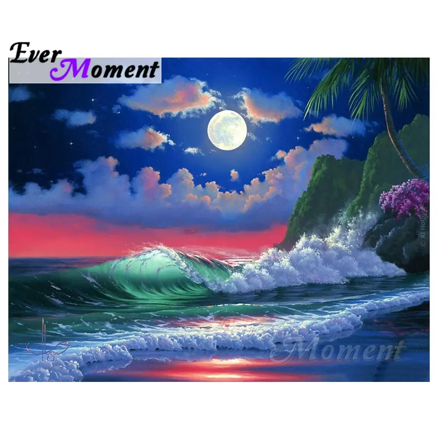 Когда-нибудь момент алмазов картина Луна море 5D для художественного оформления