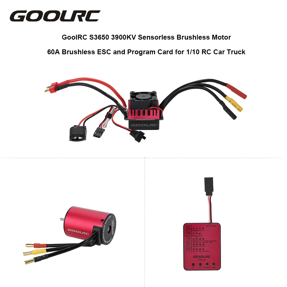 GoolRC S3650 3900KV бесщеточный мотор 60A бесщеточный ESC и программная карта комбо набор для 1/10 RC автомобиль грузовик