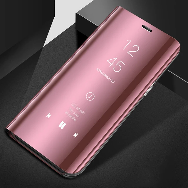 Чехол Alxun для OnePlus 7 Pro, зеркальный флип-чехол, Кожаная подставка, умный вид, задняя крышка для Oneplus 7T Pro, чехол One Plus 7 Pro, чехол - Цвет: Rose gold