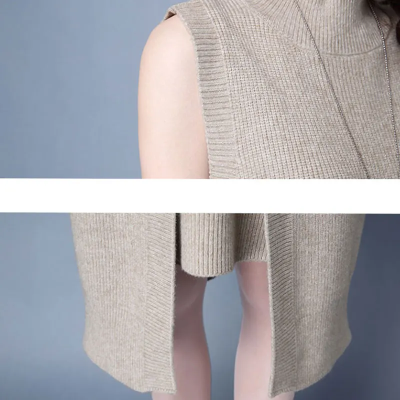 Осенне зимний комплект 2017 года Женская Вязаная Шаль юбка без рукавов свободный