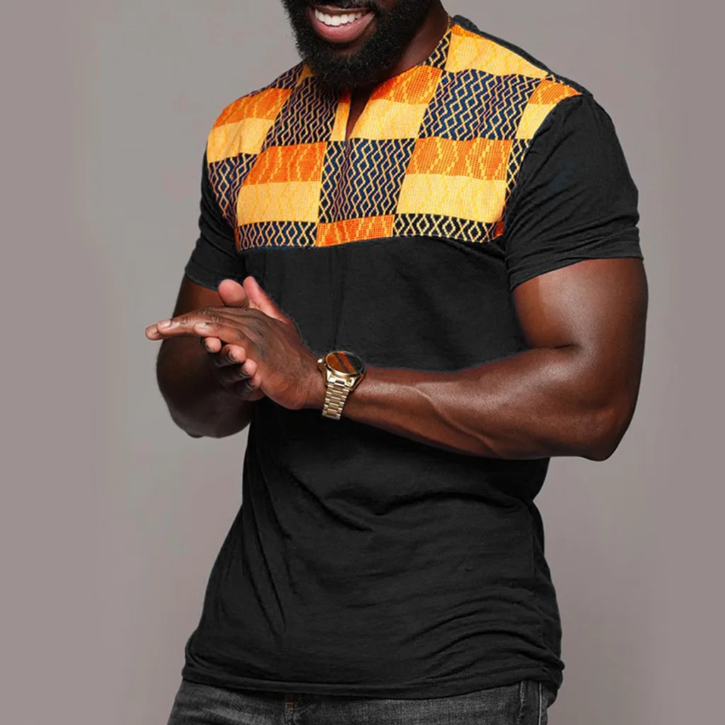 Мужская футболка с коротким рукавом летняя принтом и геометрическим рисунком |