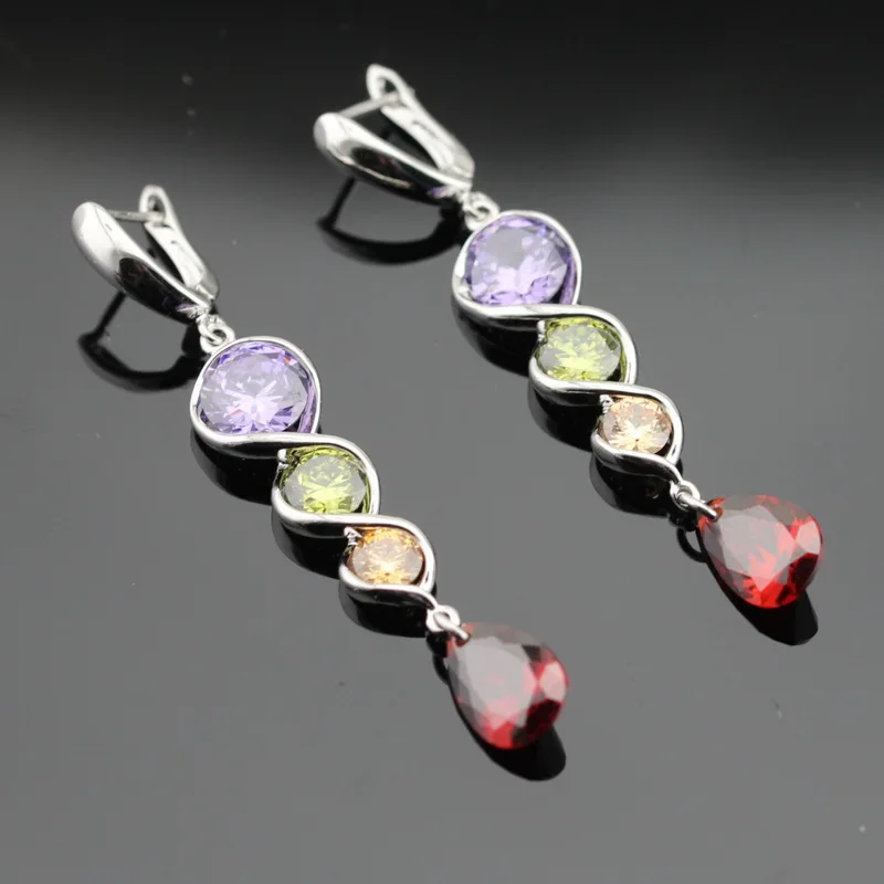 Женский ювелирный комплект из колье и серёг серебристого цвета|cubic zirconia jewelry