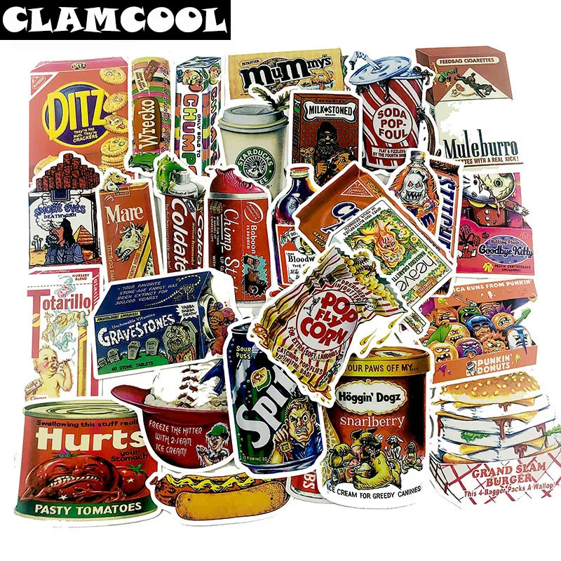 

38Pcs Snacks And Drinks Packaging Stickers For Skateboard Laptop Luggage Fridge Phone Toy Car Styling Doodle Car Sticker